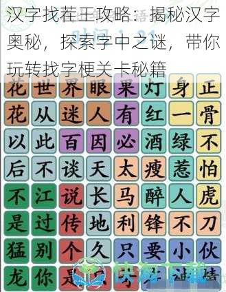 汉字找茬王攻略：揭秘汉字奥秘，探索字中之谜，带你玩转找字梗关卡秘籍