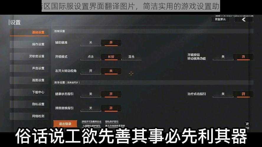 暗区国际服设置界面翻译图片，简洁实用的游戏设置助手