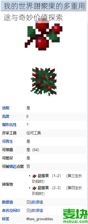 我的世界甜浆果的多重用途与奇妙价值探索