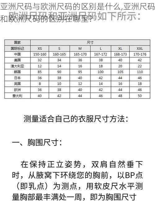 亚洲尺码与欧洲尺码的区别是什么,亚洲尺码和欧洲尺码的区别在哪里？