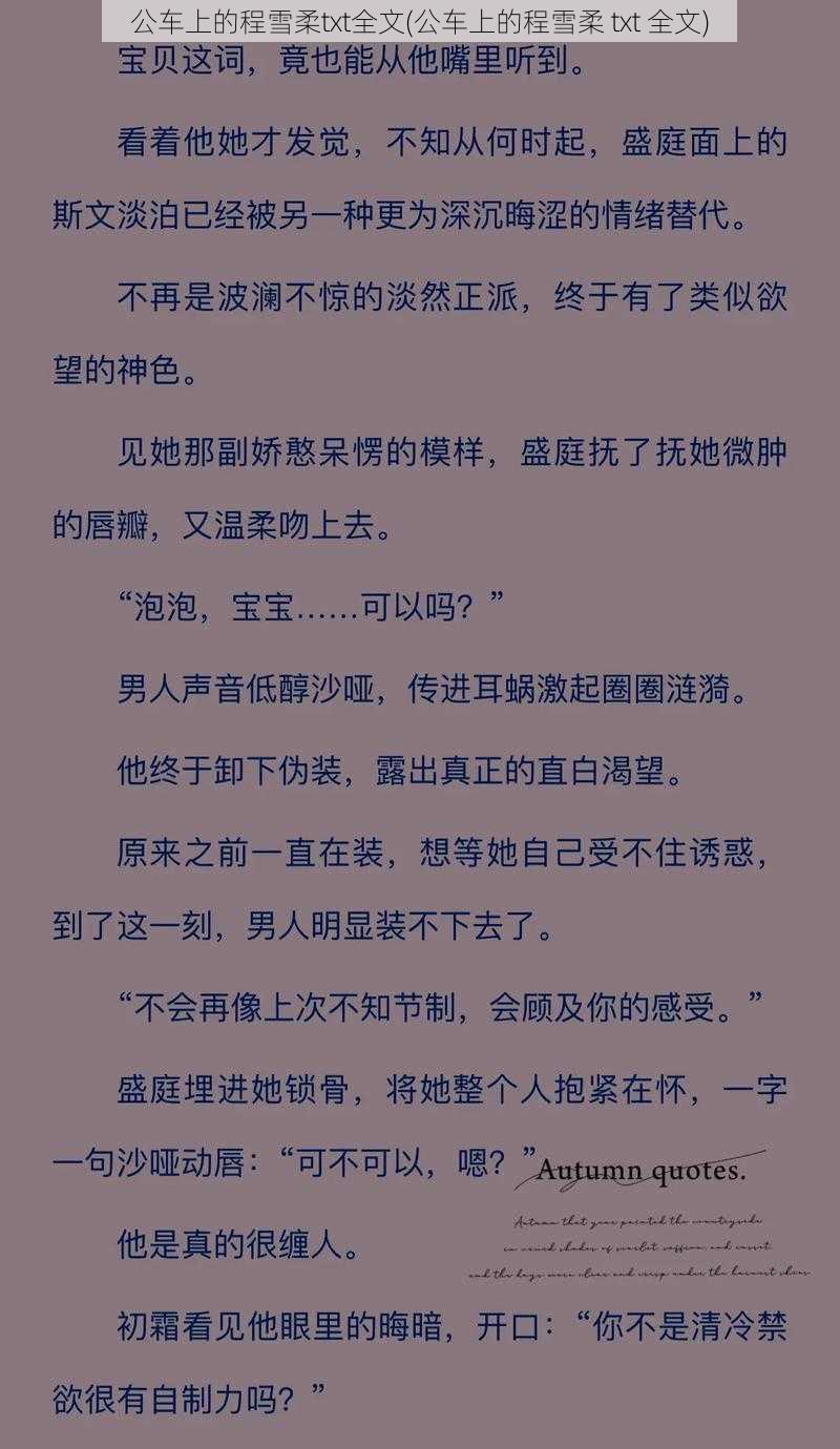 公车上的程雪柔txt全文(公车上的程雪柔 txt 全文)