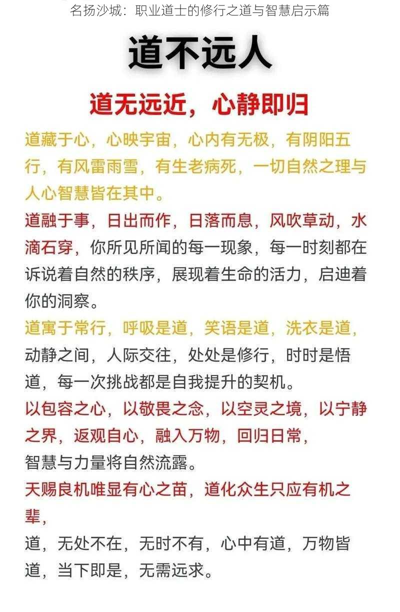 名扬沙城：职业道士的修行之道与智慧启示篇