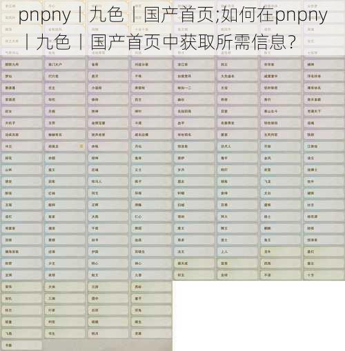 pnpny丨九色丨国产首页;如何在pnpny丨九色丨国产首页中获取所需信息？