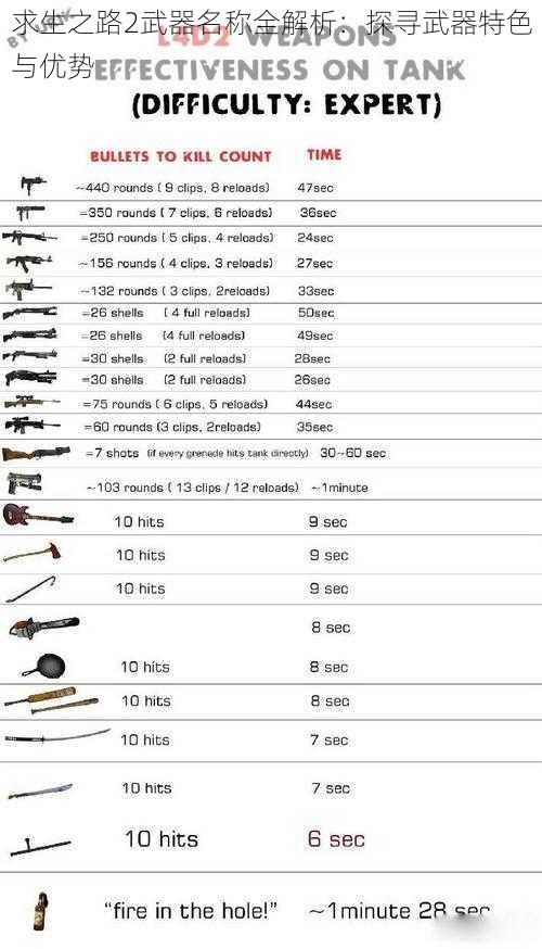 求生之路2武器名称全解析：探寻武器特色与优势