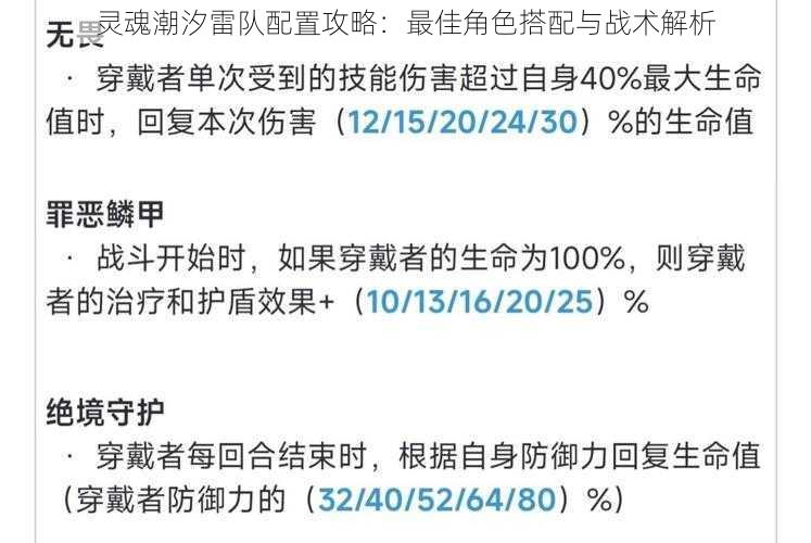 灵魂潮汐雷队配置攻略：最佳角色搭配与战术解析