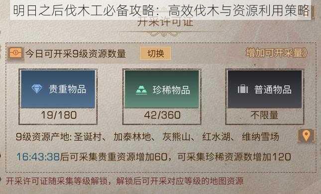 明日之后伐木工必备攻略：高效伐木与资源利用策略