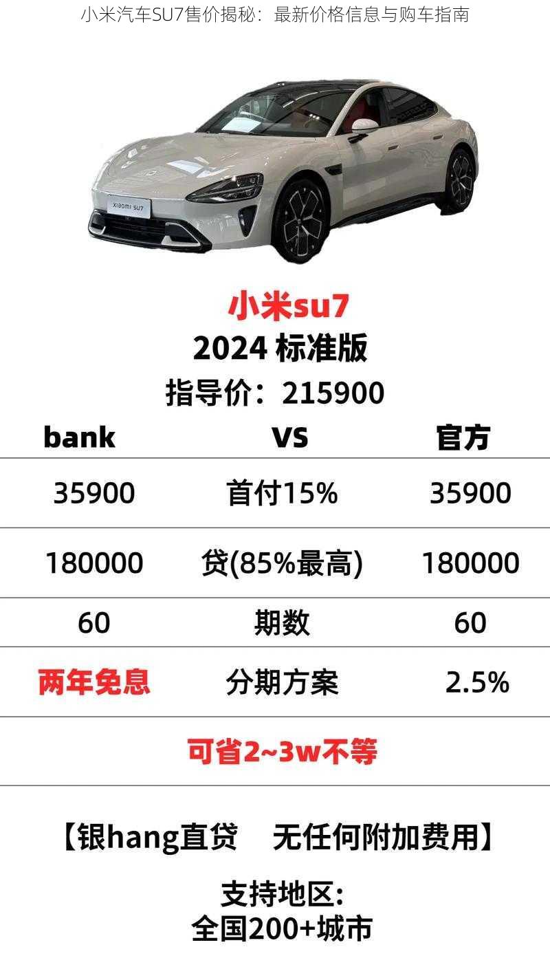 小米汽车SU7售价揭秘：最新价格信息与购车指南