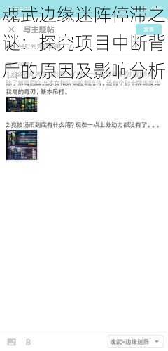 魂武边缘迷阵停滞之谜：探究项目中断背后的原因及影响分析